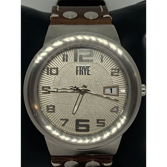 FRYE FR00004-02 Men\'s Brown Leather Analog Cream Dial Quartz Wrist Watch LW4 main image 11